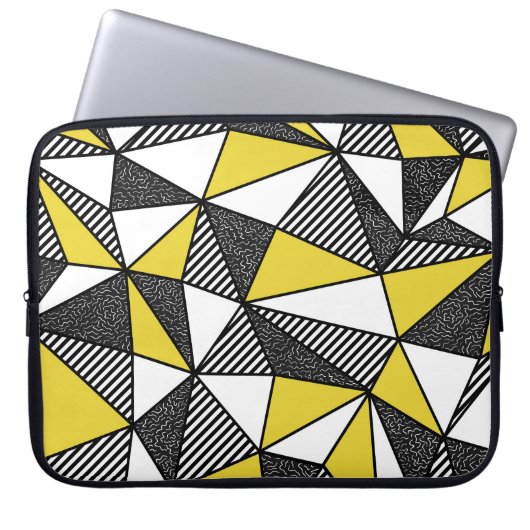 Retro-geometrisches Muster mit geringer Pollänge Laptopschutzhülle (Vorderseite)