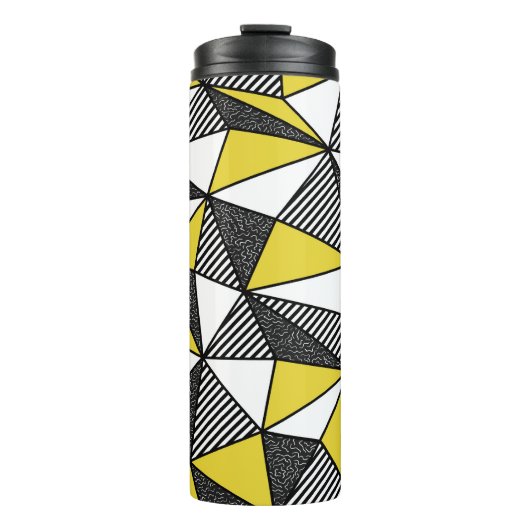 Retro-geometrisches Muster mit geringer Pollänge Thermosbecher (Vorderseite)