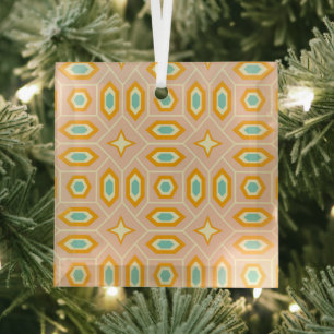 Retro geometrisches Muster mit Sechsecken und Ster Ornament Aus Glas