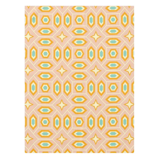 Retro-geometrisches Muster mit Sechsecken und Ster Tischdecke (Vorderseite)