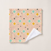 Retro-geometrisches Muster mit Türkis, Orange, Sch Badhandtuch Set (Waschlappen)