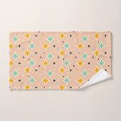 Retro-geometrisches Muster mit Türkis, Orange, Sch Badhandtuch Set (Handtuch)
