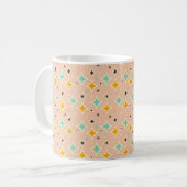 Retro-geometrisches Muster mit Türkis, Orange und Kaffeetasse (Vorderseite Links)