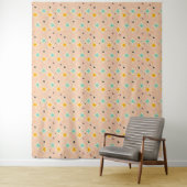 Retro-geometrisches Muster mit Türkis, Orange und  Wandteppich (Beispiel)