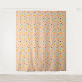Retro-geometrisches Muster mit Türkis, Orange und  Wandteppich (Vorderseite)