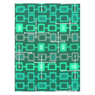 Retro Geometrisches Muster Türkis der 50er Jahre Tischdecke