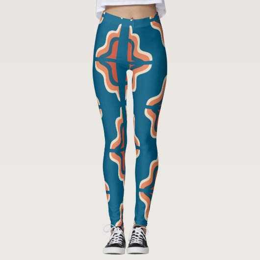 Retro geometrisches Muster / Vintage Boho Abstract Leggings (Vorderseite)