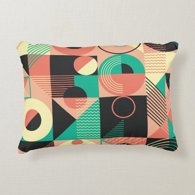 Retro-geometrisches Musterdesign Dekokissen (Vorderseite)
