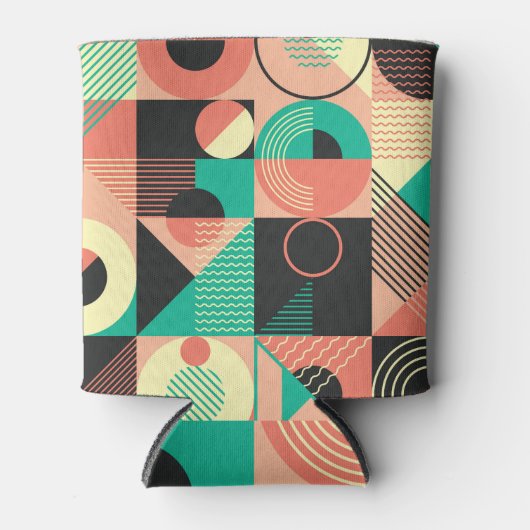 Retro-geometrisches Musterdesign Dosenkühler (Vorderseite)