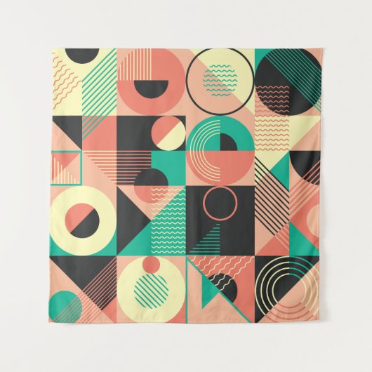 Retro-geometrisches Musterdesign Wandteppich (Vorderseite)