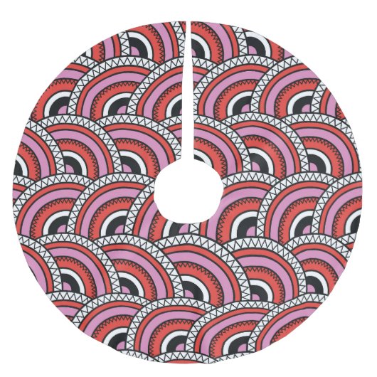 Retro-geometrisches nahtloses Muster Polyester Weihnachtsbaumdecke (Vorderseite)