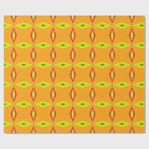 Retro-geometrisches Orangen- und Limettendiamantmu Geschenkpapier