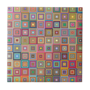 Retro-geometrisches quadratisches Fliesenmuster Fliese