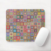 Retro-geometrisches quadratisches Fliesenmuster Mousepad (Mit Mouse)