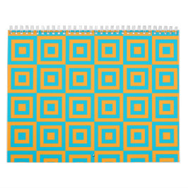 Retro-geometrisches Quadratmuster – kräftiges Oran Kalender