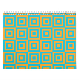 Retro-geometrisches Quadratmuster – kräftiges Oran Kalender