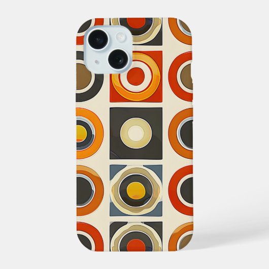 Retro-geometrisches Raster iPhone 15 Hülle (Rückseite)