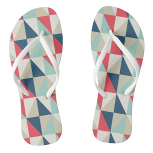 Retro geometrisches rotes und blaues badesandalen