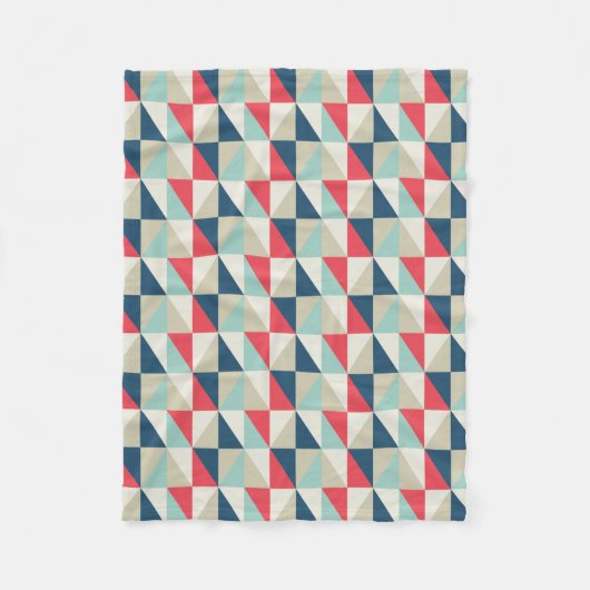 Retro geometrisches rotes und blaues fleecedecke (Vorderseite)