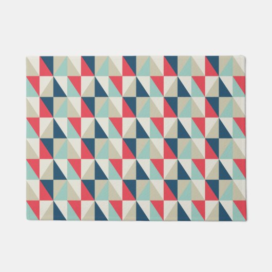 Retro geometrisches rotes und blaues fußmatte (Vorderseite)
