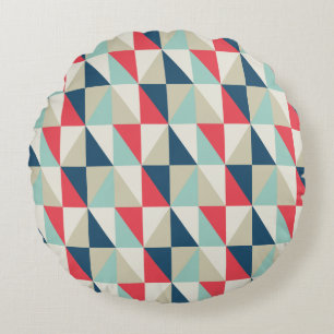 Retro geometrisches rotes und blaues rundes kissen