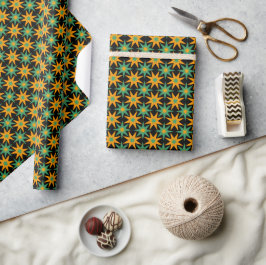 Retro-geometrisches Sterne-Muster Geburtstagsgesch Geschenkpapier