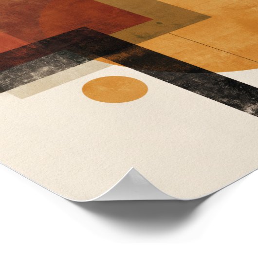 Retro Geometry – Minimal Wall Art in Rust Beige Poster (Ecke)
