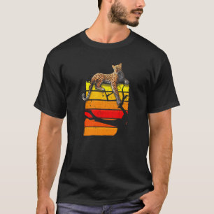 Retro Gepard Illustration Wilde Katze Liebe Tier T-Shirt