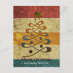 Retro geprägte Gradienten-Weihnachtsbaum-Postkarte Feiertagspostkarte