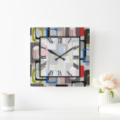 Retro Gerahmt Grau Quadratische Wanduhr (Zuhause)