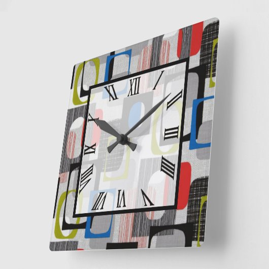 Retro Gerahmt Grau Quadratische Wanduhr (Winkel)