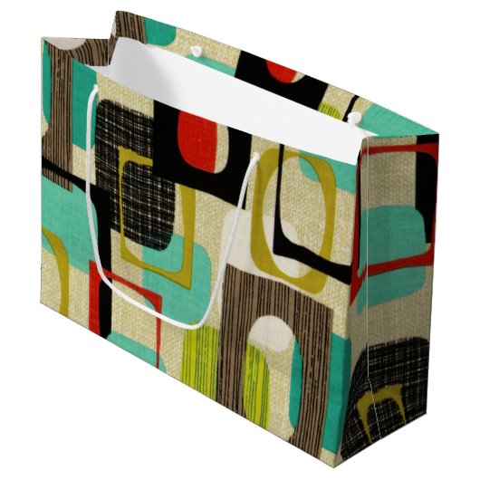 Retro Gerahmt Tan Große Geschenktüte (Vorderseite Schrägansicht)