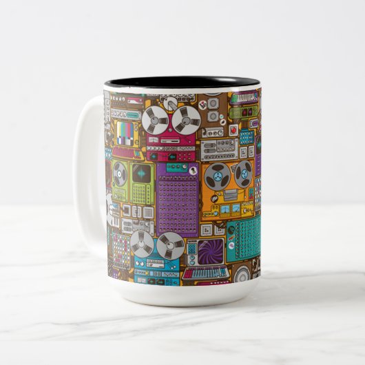 Retro Gerät-Aufnahme-Studio-Tasse Zweifarbige Tasse (Vorderseite Links)
