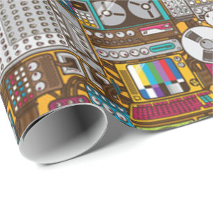 Retro-Geräte-Aufnahmestudio Geschenkpapier