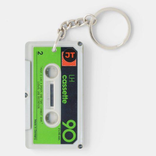 Retro German Audiotape Cassette personalisiert K Schlüsselanhänger (Rückseite)