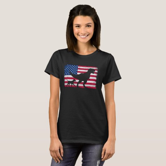 Retro German Kurzhaarige Pointer 4. Juli Ameri T-Shirt (Vorne ganz)