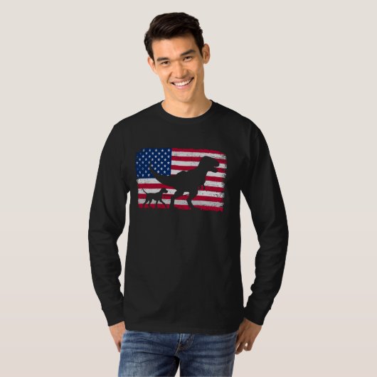 Retro German Kurzhaarige Pointer 4. Juli Ameri T-Shirt (Vorne ganz)