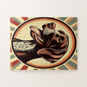 Retro German Kurzhaarige Pointer Yellow Brown Art Puzzle (Horizontal)
