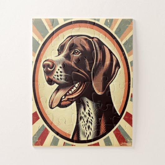 Retro German Kurzhaarige Pointer Yellow Brown Art Puzzle (Vertikal)