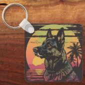 Retro German Shepherd Keychain  Schlüsselanhänger (Vorderseite)
