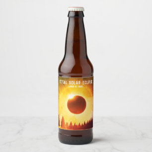 Retro Gesamte Sonnenfinsternis 8. April 2024 Lands Bierflaschenetikett