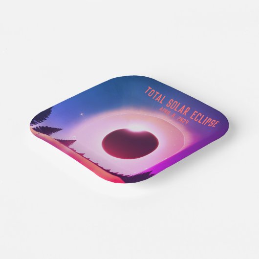 Retro Gesamte Sonnenfinsternis 8. April 2024 Lands Pappteller (Gewinkelt)