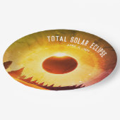 Retro Gesamte Sonnenfinsternis 8. April 2024 Lands Pappteller (Schrägansicht)