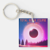 Retro Gesamte Sonnenfinsternis 8. April 2024 Lands Schlüsselanhänger (Vorderseite)