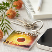 Retro Gesamte Sonnenfinsternis 8. April 2024 Lands Schlüsselanhänger (Vorderseite rechts)