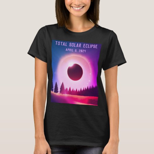 Retro Gesamte Sonnenfinsternis 8. April 2024 Lands T-Shirt (Vorderseite)