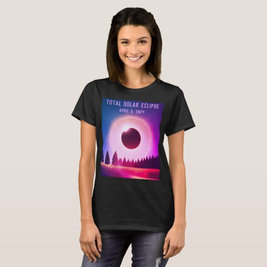 Retro Gesamte Sonnenfinsternis 8. April 2024 Lands T-Shirt (Vorne ganz)