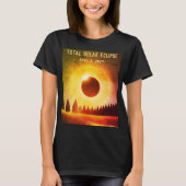 Retro Gesamte Sonnenfinsternis 8. April 2024 Lands T-Shirt (Vorderseite)