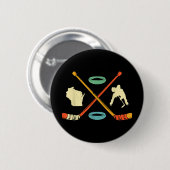Retro-Geschenk für Eishockeyspieler Wisconsin Fiel Button (Vorne & Hinten)