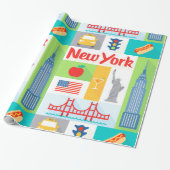 Retro Geschenk-Packpapier New York City Geschenkpapier (Ungerollt)